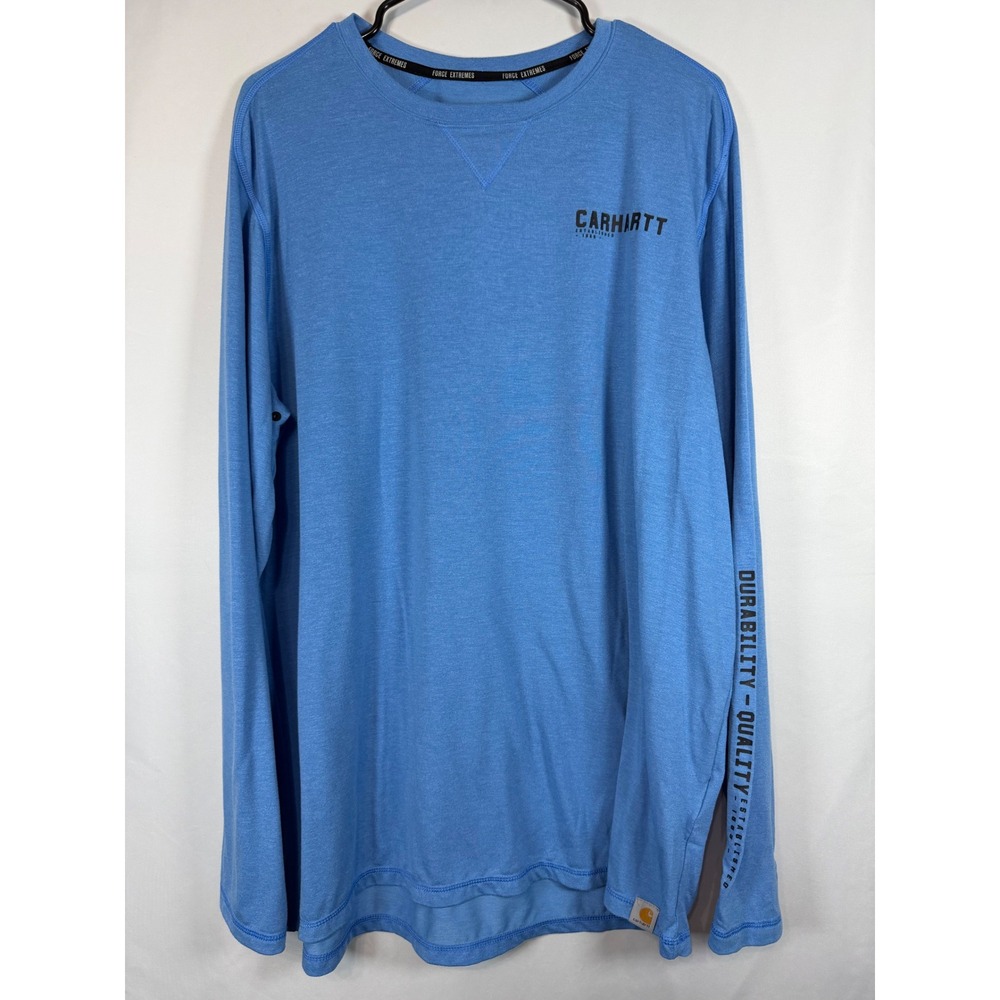 Carhartt Force Extremes Mens Large Blue Long Sleeve Relaxed Performance Shirt